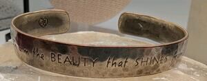 Brighton Joy Cuff Bangle Bracelet Silver Plated Tiny Crystals Etched READ